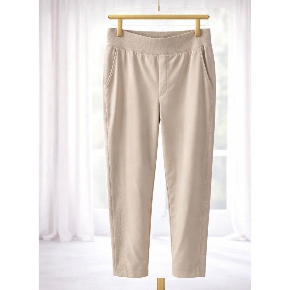 Old Navy PowerSoft Jogger Pants Womens XL Beige Go-Dry Ribbed Waist Comfort